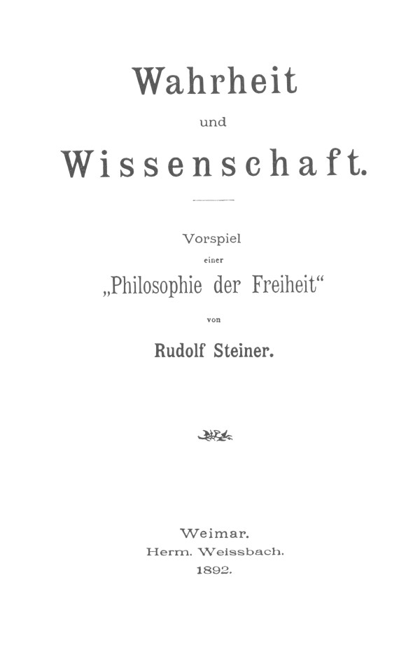 Title Page of the First Edition of Truth and Science